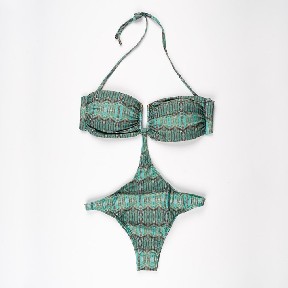 PRETTY GREEN MONOKINI ONE PIECE BRAZILIAN SWIMSUIT - Picture 1 of 2